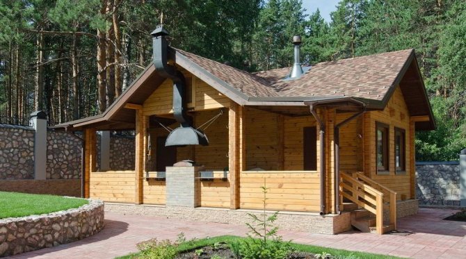 Баня с террасой и барбекю
